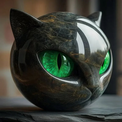 NyxCharm - Sculptuur van mystieke zwarte kattenkop