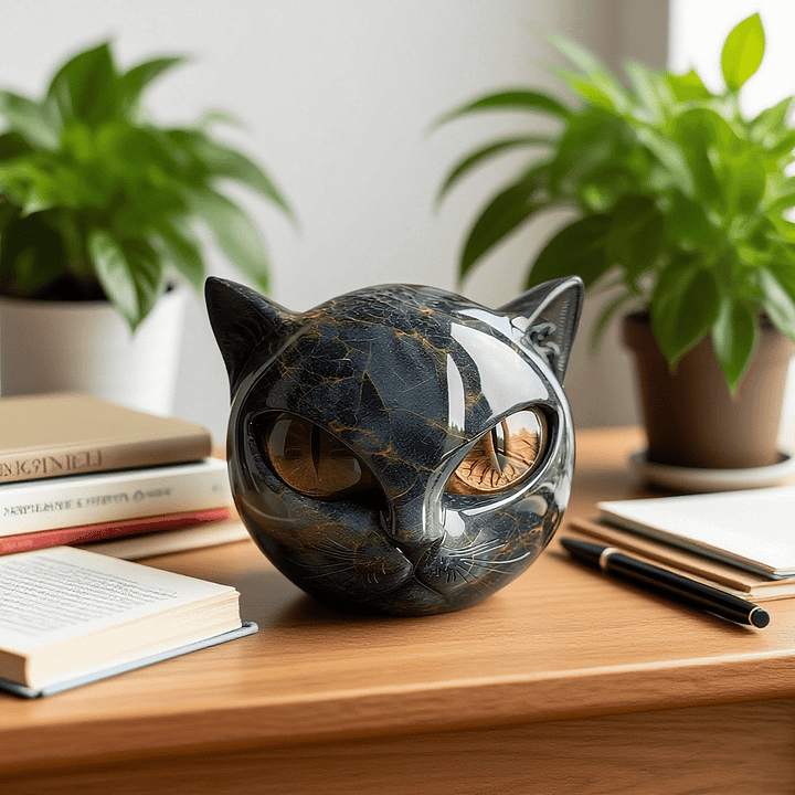 NyxCharm - Sculptuur van mystieke zwarte kattenkop