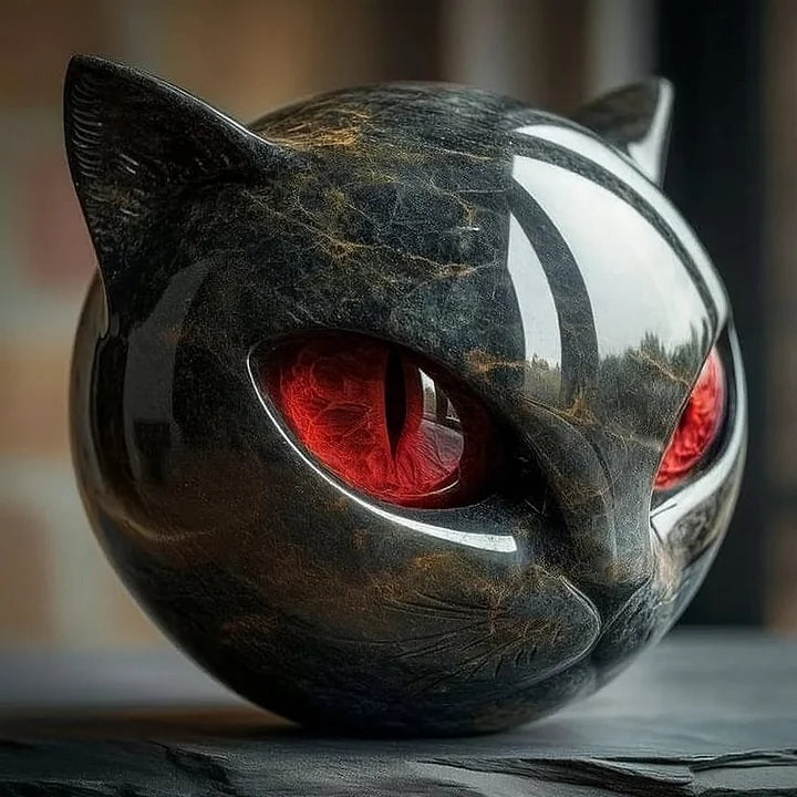 NyxCharm - Sculptuur van mystieke zwarte kattenkop