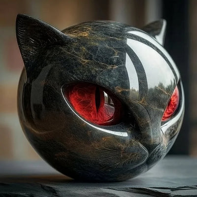 NyxCharm - Sculptuur van mystieke zwarte kattenkop