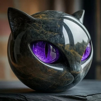 NyxCharm - Sculptuur van mystieke zwarte kattenkop