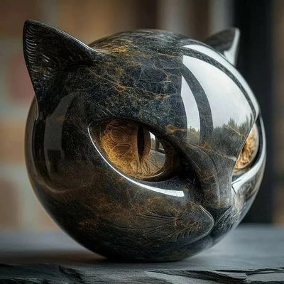 NyxCharm - Sculptuur van mystieke zwarte kattenkop